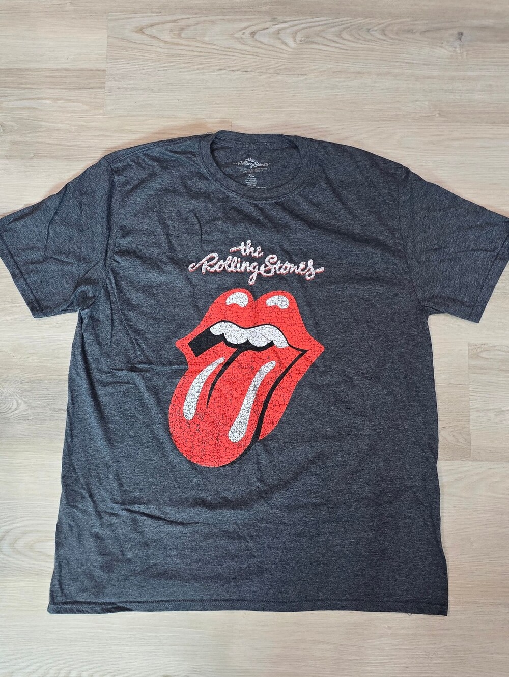 The Rolling Stones Charcoal Tee with Red Tongue Graphic Size XL